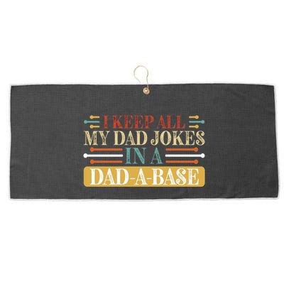 I Keep All My Dad Jokes In A Dad A Base Large Microfiber Waffle Golf Towel