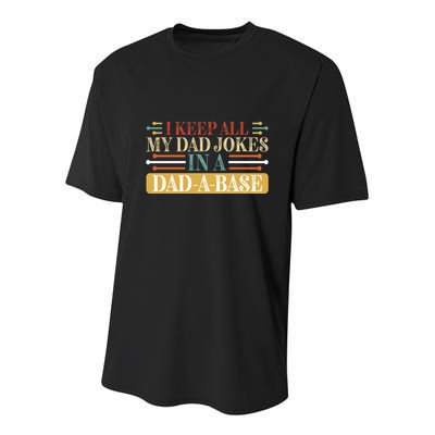 I Keep All My Dad Jokes In A Dad A Base Youth Performance Sprint T-Shirt