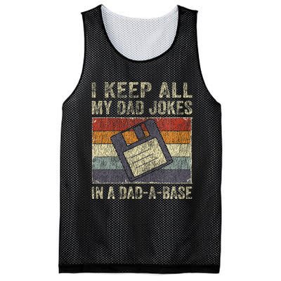 I Keep All My Dad Jokes In A DadABase Vintage Father Dad Mesh Reversible Basketball Jersey Tank