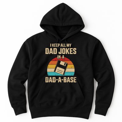 I Keep All My Dad Jokes In A DadABase Vintage Fathers Day Hoodie