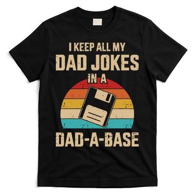 I Keep All My Dad Jokes In A DadABase Vintage Fathers Day T-Shirt