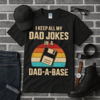 I Keep All My Dad Jokes In A DadABase Vintage Fathers Day Tall T-Shirt