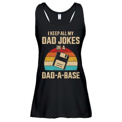 I Keep All My Dad Jokes In A DadABase Vintage Fathers Day Ladies Essential Flowy Tank
