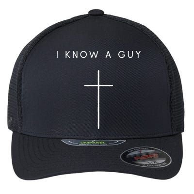 I Know A Guy Cross Minimalist Christian Religious Jesus Flexfit Unipanel Trucker Cap