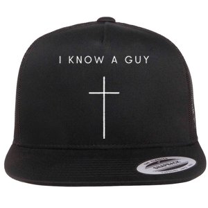 I Know A Guy Cross Minimalist Christian Religious Jesus Flat Bill Trucker Hat