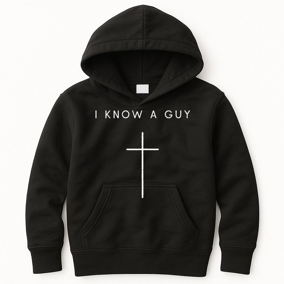I Know A Guy Cross Minimalist Christian Religious Jesus Kids Hoodie