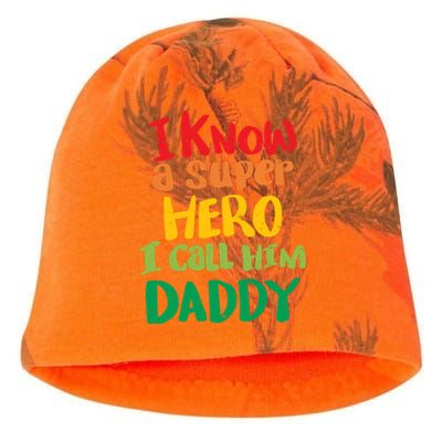 I Know A Super Hero I Call Him Daddy Kati - Camo Knit Beanie