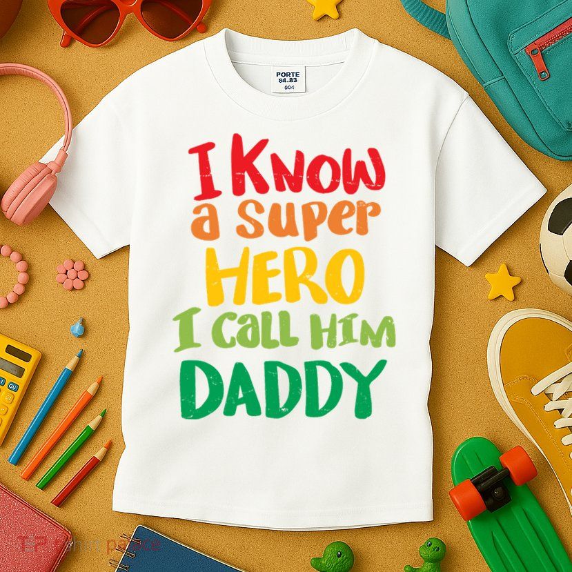 I Know A Super Hero I Call Him Daddy Kids T-Shirt