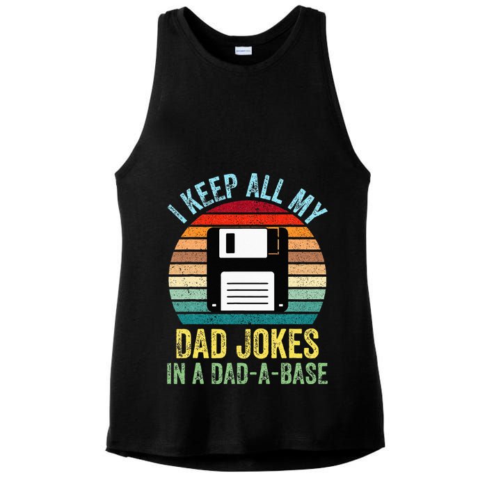 I Keep All My Dad Jokes In A DadABase Ladies PosiCharge Tri-Blend Wicking Tank