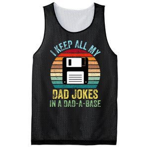 I Keep All My Dad Jokes In A DadABase Mesh Reversible Basketball Jersey Tank