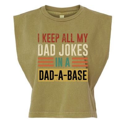 I Keep All My Dad Jokes In A Dadabase Garment-Dyed Women's Muscle Tee