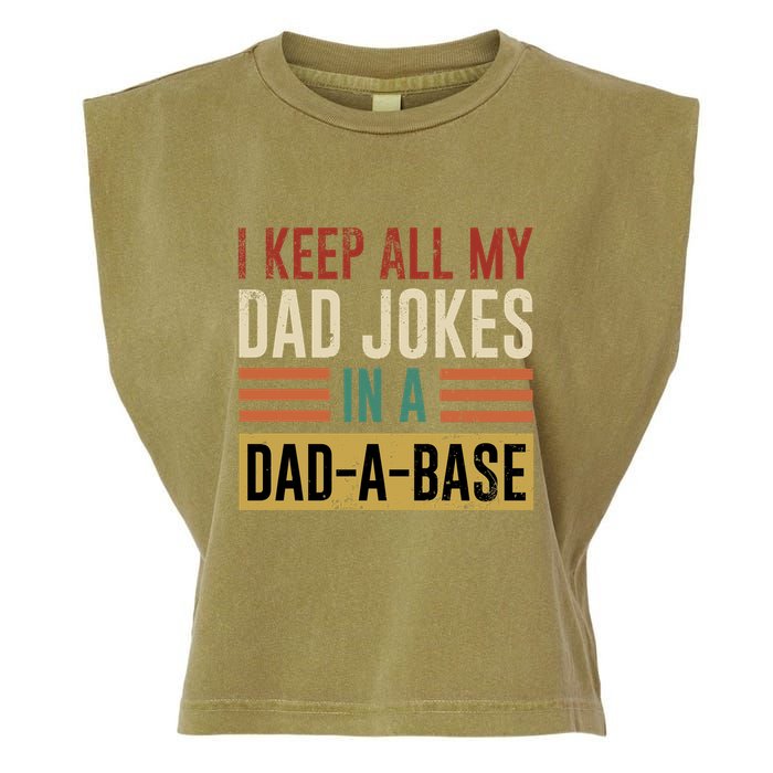 I Keep All My Dad Jokes In A Dadabase Garment-Dyed Women's Muscle Tee