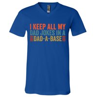 I Keep All My Dad Jokes In A Dad A Base Dad Jokes Father Day Great Gift V-Neck T-Shirt