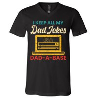 I Keep All My Dad Jokes in a Dad A Base for a Funny Dad Joke V-Neck T-Shirt