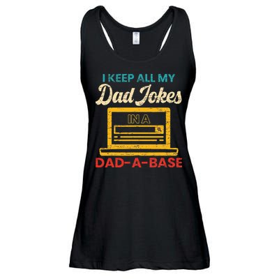 I Keep All My Dad Jokes in a Dad A Base for a Funny Dad Joke Ladies Essential Flowy Tank