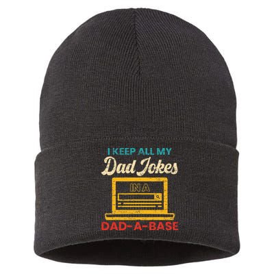 I Keep All My Dad Jokes in a Dad A Base for a Funny Dad Joke Sustainable Knit Beanie