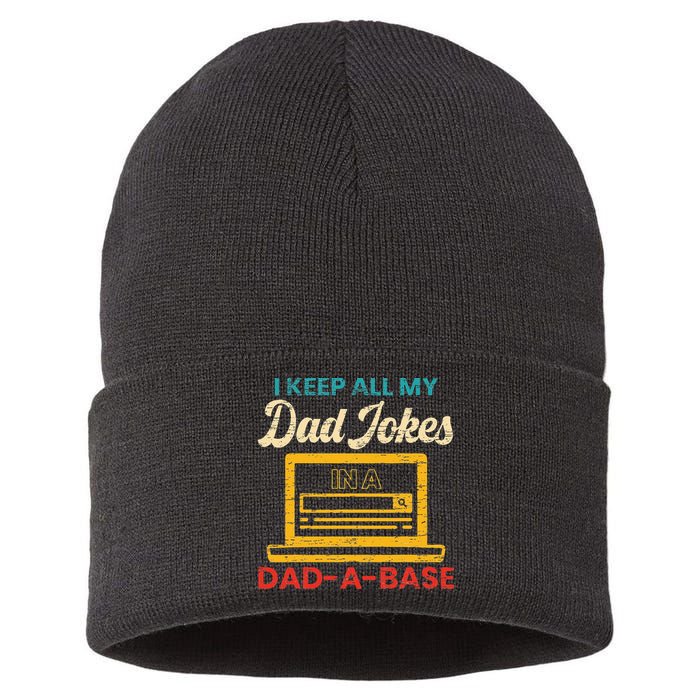 I Keep All My Dad Jokes in a Dad A Base for a Funny Dad Joke Sustainable Knit Beanie