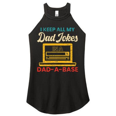 I Keep All My Dad Jokes in a Dad A Base for a Funny Dad Joke Women's Perfect Tri Rocker Tank