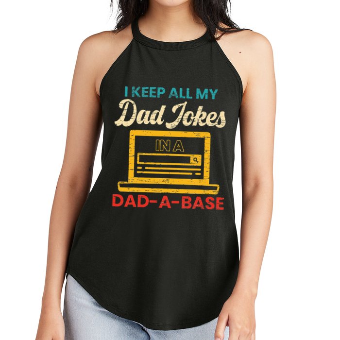 I Keep All My Dad Jokes in a Dad A Base for a Funny Dad Joke Women's Perfect Tri Rocker Tank