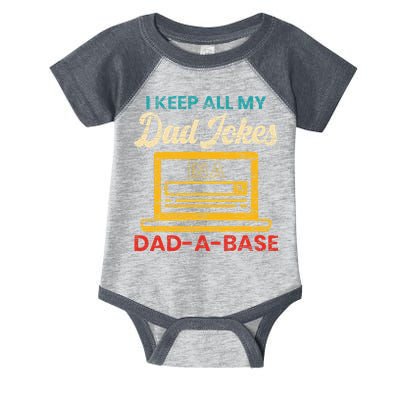 I Keep All My Dad Jokes in a Dad A Base for a Funny Dad Joke Infant Baby Jersey Bodysuit