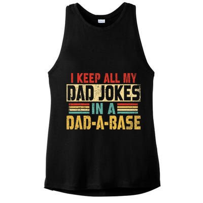 I Keep All My Dad Jokes In A Dad A Base Ladies PosiCharge Tri-Blend Wicking Tank
