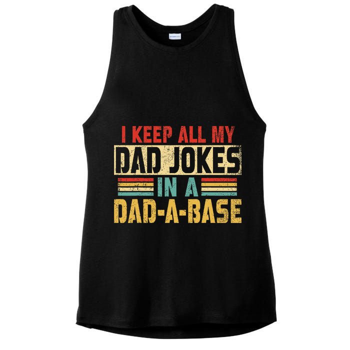 I Keep All My Dad Jokes In A Dad A Base Ladies PosiCharge Tri-Blend Wicking Tank