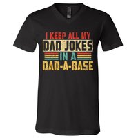 I Keep All My Dad Jokes In A Dad A Base V-Neck T-Shirt