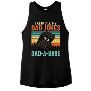 I Keep All My Dad Jokes In A DadABase Fathers Day Gift Ladies PosiCharge Tri-Blend Wicking Tank