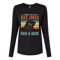 I Keep All My Dad Jokes In A DadABase Fathers Day Gift Womens Cotton Relaxed Long Sleeve T-Shirt