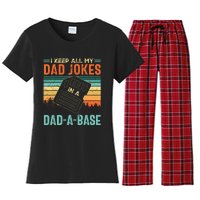 I Keep All My Dad Jokes In A DadABase Fathers Day Gift Women's Flannel Pajama Set