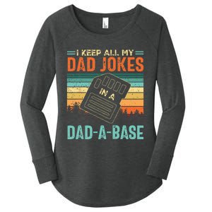 I Keep All My Dad Jokes In A DadABase Fathers Day Gift Women's Perfect Tri Tunic Long Sleeve Shirt