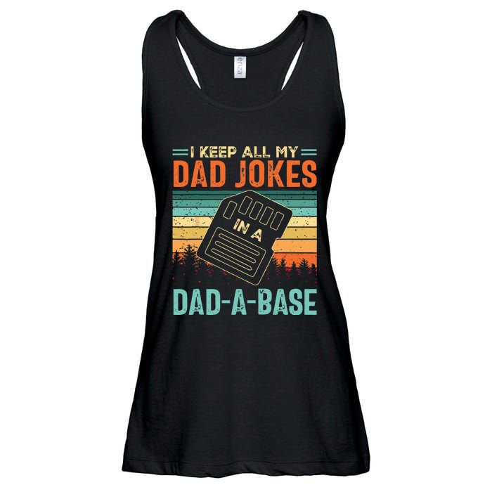 I Keep All My Dad Jokes In A DadABase Fathers Day Gift Ladies Essential Flowy Tank