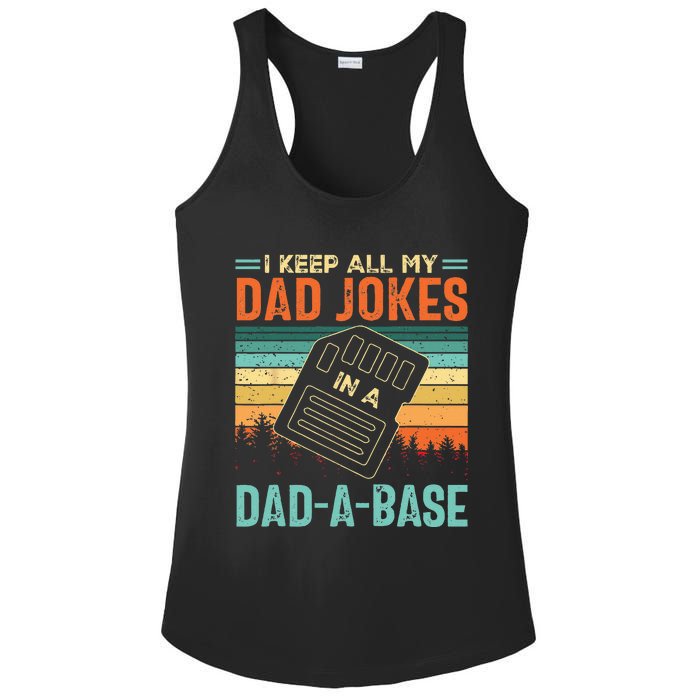 I Keep All My Dad Jokes In A DadABase Fathers Day Gift Ladies PosiCharge Competitor Racerback Tank