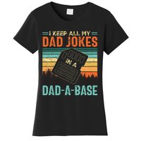 I Keep All My Dad Jokes In A DadABase Fathers Day Gift Women's T-Shirt