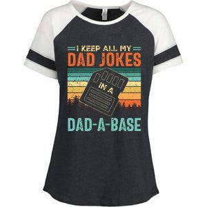 I Keep All My Dad Jokes In A DadABase Fathers Day Gift Enza Ladies Jersey Colorblock Tee