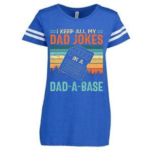 I Keep All My Dad Jokes In A DadABase Fathers Day Gift Enza Ladies Jersey Football T-Shirt