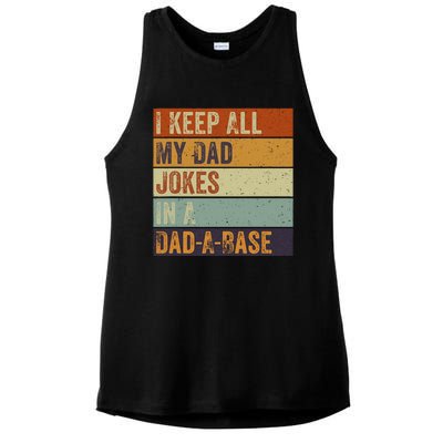 I Keep All My Dad Jokes In A Dadabase Vintage Father Dad Ladies PosiCharge Tri-Blend Wicking Tank