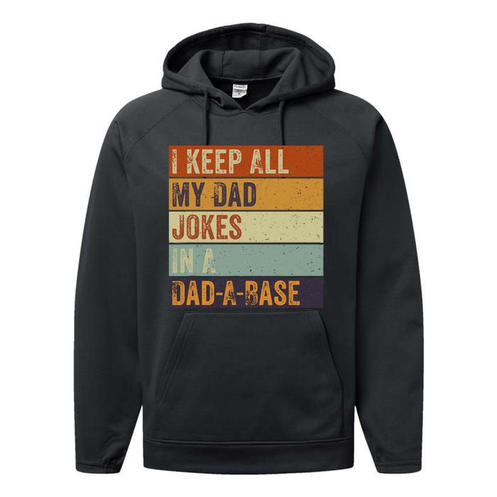 I Keep All My Dad Jokes In A Dadabase Vintage Father Dad Performance Fleece Hoodie