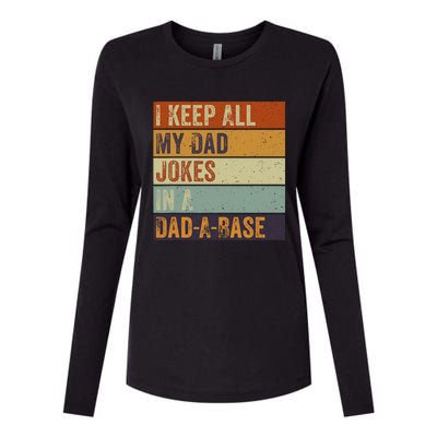 I Keep All My Dad Jokes In A Dadabase Vintage Father Dad Womens Cotton Relaxed Long Sleeve T-Shirt