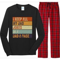 I Keep All My Dad Jokes In A Dadabase Vintage Father Dad Long Sleeve Pajama Set