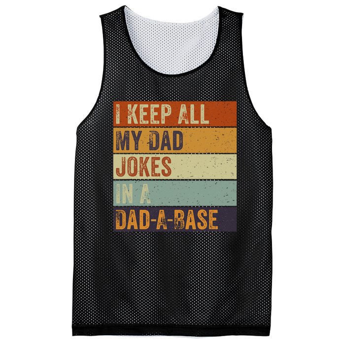 I Keep All My Dad Jokes In A Dadabase Vintage Father Dad Mesh Reversible Basketball Jersey Tank