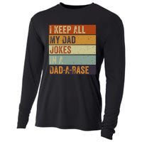 I Keep All My Dad Jokes In A Dadabase Vintage Father Dad Cooling Performance Long Sleeve Crew