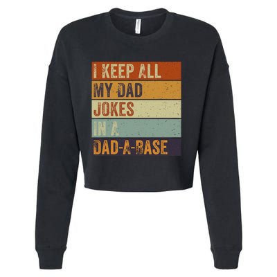 I Keep All My Dad Jokes In A Dadabase Vintage Father Dad Cropped Pullover Crew