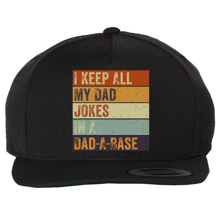 I Keep All My Dad Jokes In A Dadabase Vintage Father Dad Wool Snapback Cap