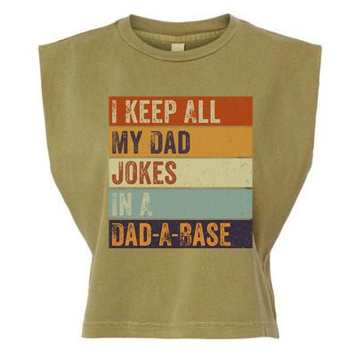 I Keep All My Dad Jokes In A Dadabase Vintage Father Dad Garment-Dyed Women's Muscle Tee