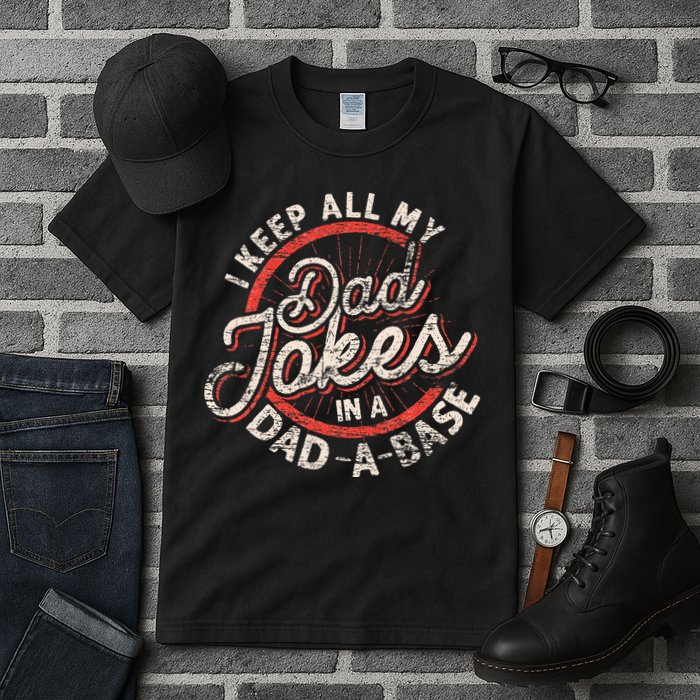 I Keep All My Dad Jokes In A Dad A Base Dad Jokes Tall T-Shirt