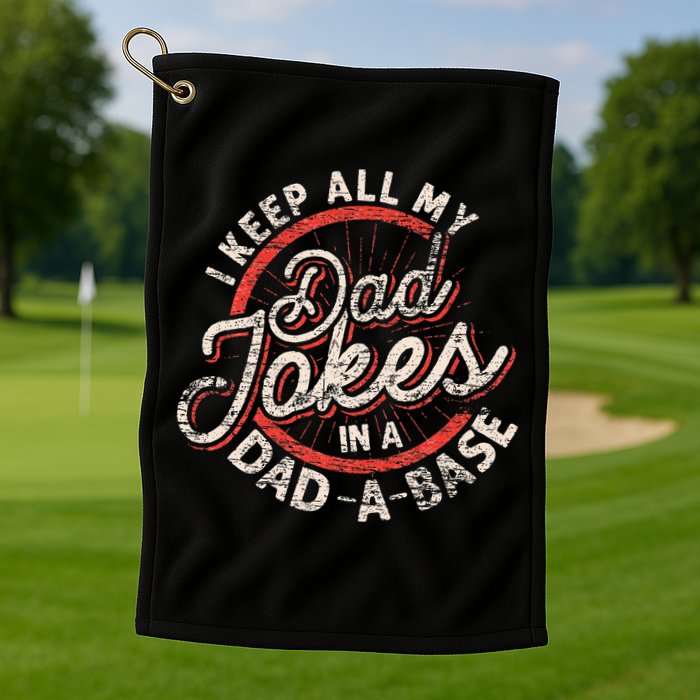 I Keep All My Dad Jokes In A Dad A Base Dad Jokes Golf Towel