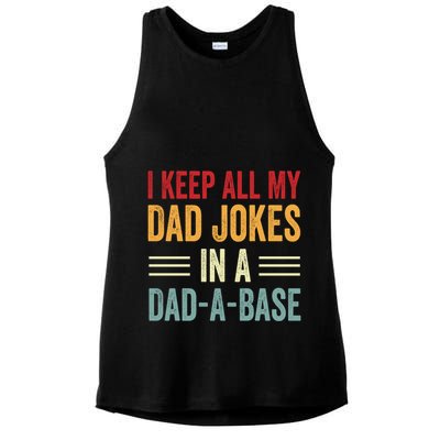 I Keep All My Dad Jokes In A Dad A Base Ladies PosiCharge Tri-Blend Wicking Tank