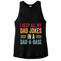 I Keep All My Dad Jokes In A Dad A Base Ladies PosiCharge Tri-Blend Wicking Tank