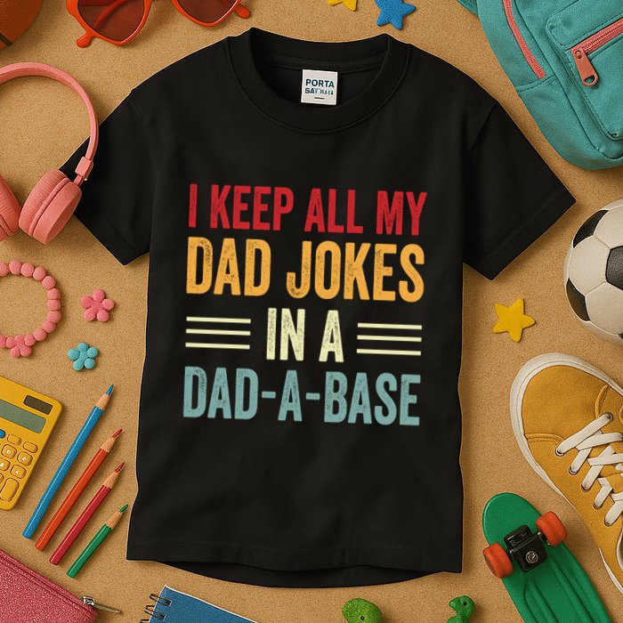 I Keep All My Dad Jokes In A Dad A Base Kids T-Shirt